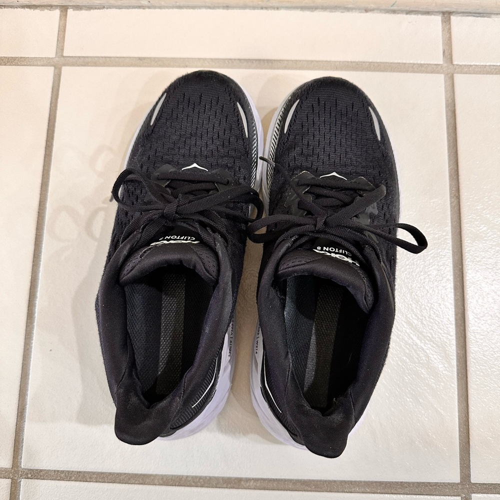 Womens Hoka One One Clifton 8 Black Running Sneakers Shoes 1119394 BWHT S: 6 B - Picture 8 of 10